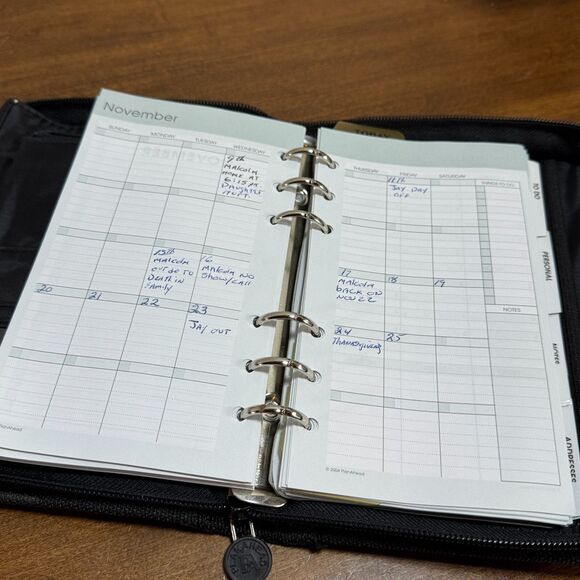 PlanAhead 6 Ring Planner Black Organizer Undated Calendar Inserts Pockets - Picture 14 of 16
